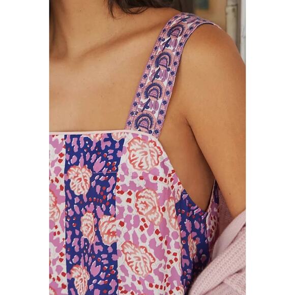Anthropologie Palms Lilac Blue Floral Slip Mini Dress, size Medium - Picture 6 of 7